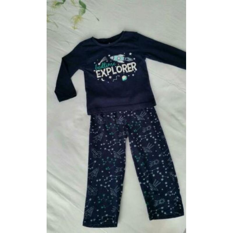 Leuke Peuter Pyjama blauw met raket print maat 92/98