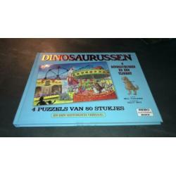 Dinosaurussen voorleesboek met 4 puzzels van 80 stukjes