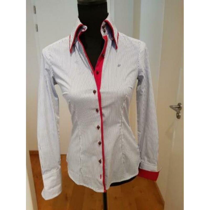 Nieuwe blouse getailleerd wit blauw maat 34 Cane & Cane