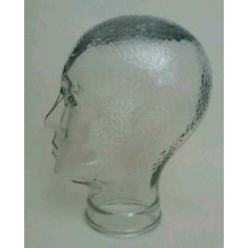 Glazen etalage hoofd, glas, mannequin hoofd