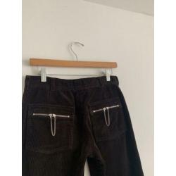 Chloe corduroy donkerbruin broek straight fit 34 velours