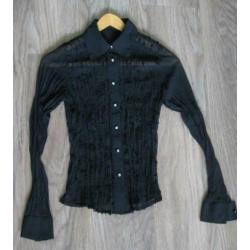 Zwarte transparante blouse maat S 36