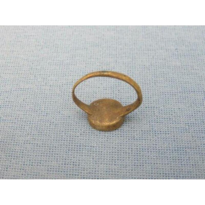 Middeleeuwen -bronzen zegel ring met vogel - 7e / 12e eeuw