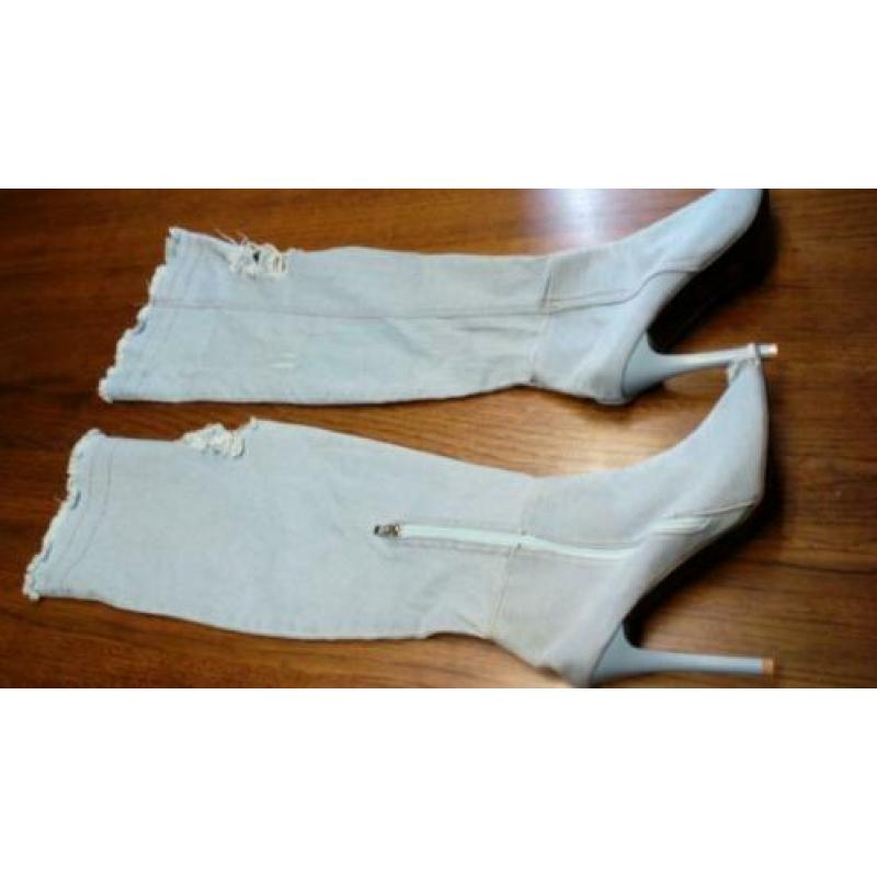 Jeans laarzen 38,5/39 destroyed high heels over knee