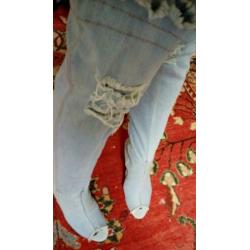 Jeans laarzen 38,5/39 destroyed high heels over knee