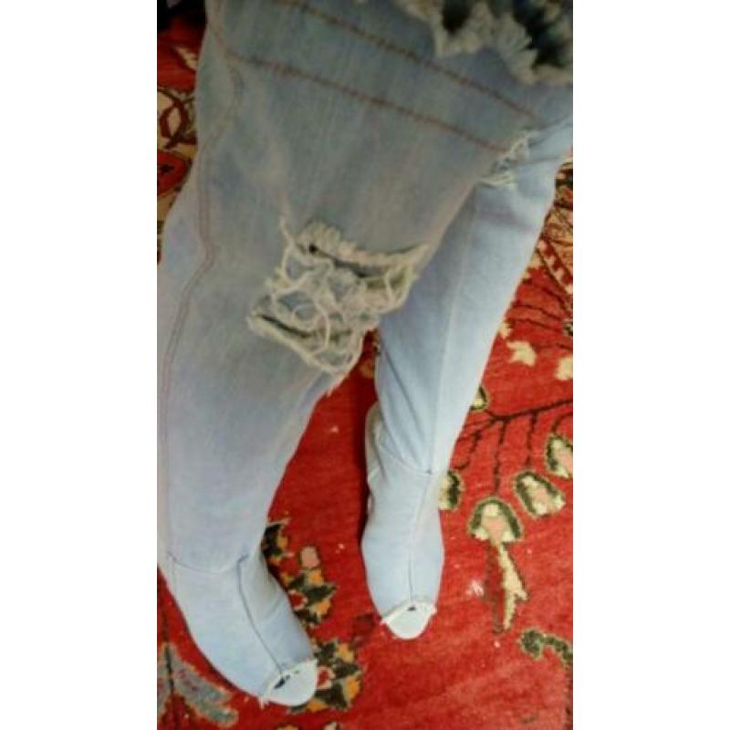 Jeans laarzen 38,5/39 destroyed high heels over knee