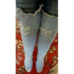 Jeans laarzen 38,5/39 destroyed high heels over knee