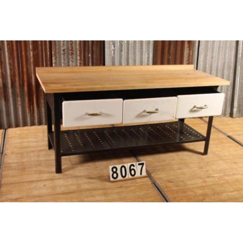 Industriële vintage werkbank/toonbank/dressoir nr.8067