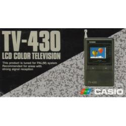 Casio LCD minicolor TV-430; werking onb.;incl hoes (~1980)