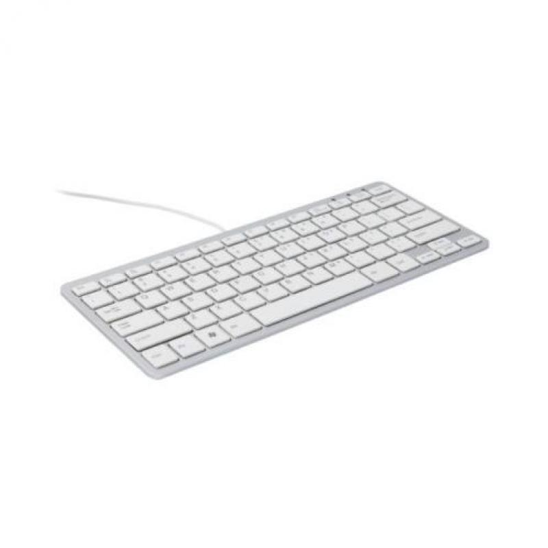 R-go compact toetsenbord, qwerty (es), wit, bedraad