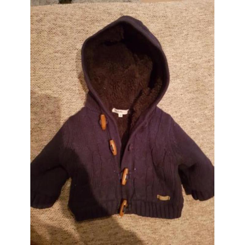 Noppies gevoerd warm babyvest / jasje maat 50 donkerblauw